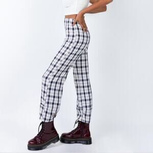 Princess Polly Black and White Plaid Wide Leg Pants